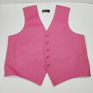 Mens Hot Pink Wavy Pattern Tuxedo Vest Formal Wedding Prom Brandon Michael Sz M